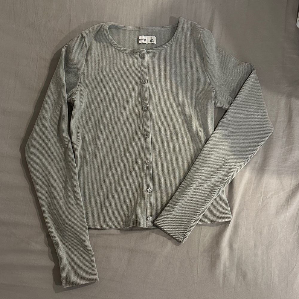 Hollister Gray Button-Up Cardigan